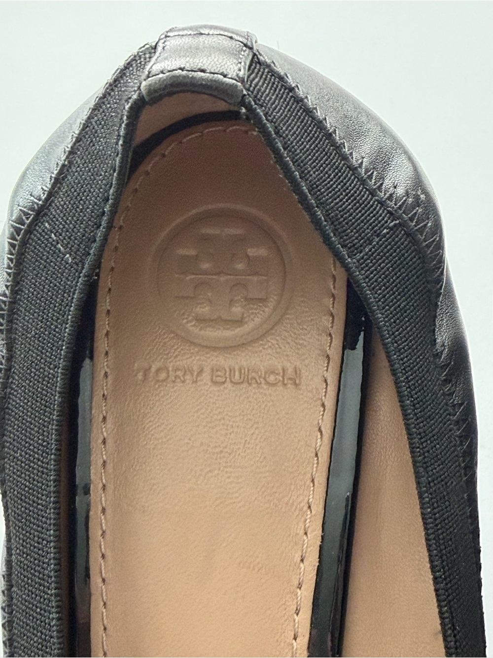 Tory Burch Black Leather Cap-Toe Wedge Heels - Picture 6 of 7